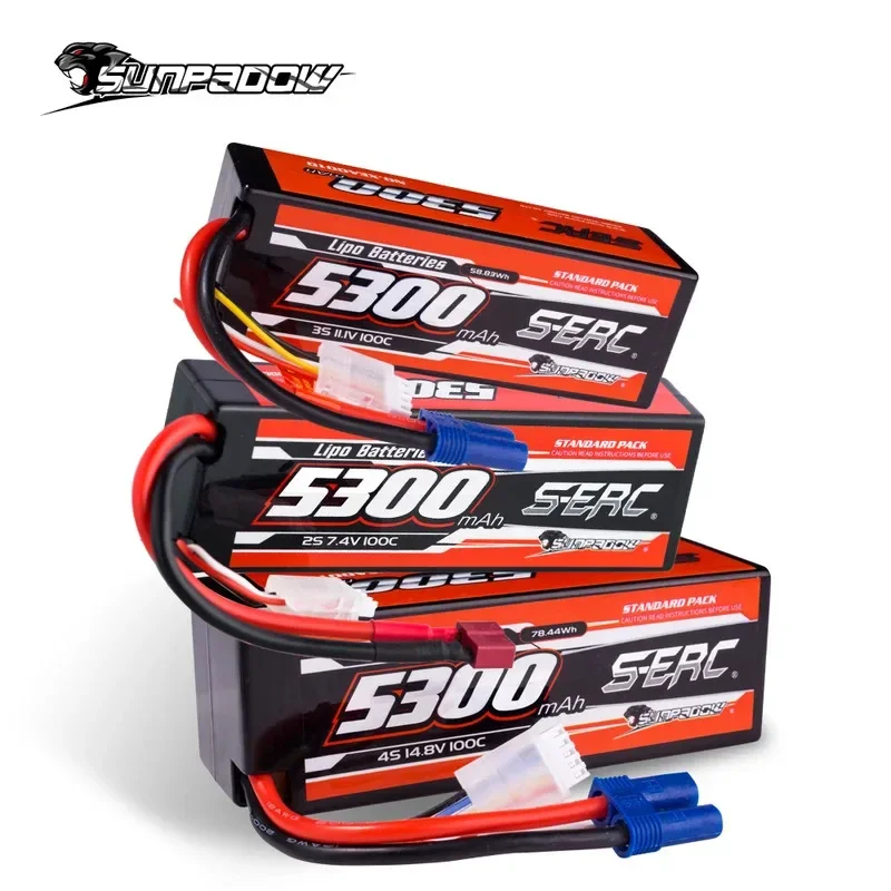 Batterie Lipo 2S 7,4V 5100mAh 70C – SUNPADOW – Étui Rigide XT60 – Pour RC Buggy, Voiture, Camion, Bateau