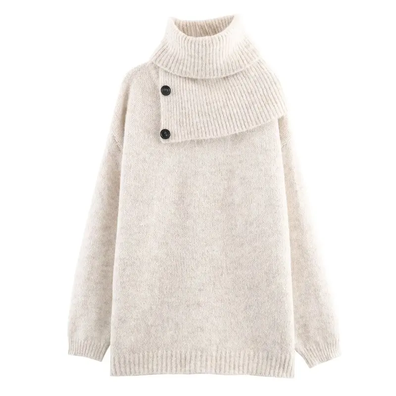 

Женская водолазка, пуловер, вязаный свитер, свободный крой, повседневный теплый трикотаж с длинными рукавами, женский модный осенне-зимний топ большого размера