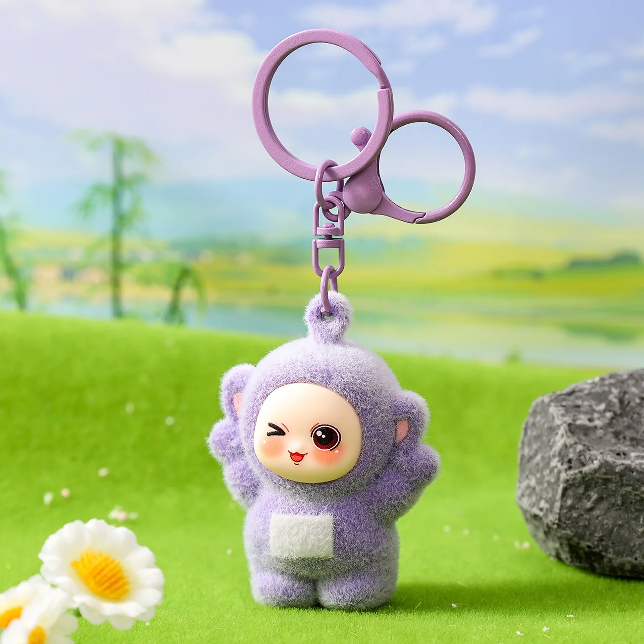 New hot Flocked Four-Color Baby Keychain, Small Bag Accessory, Bookbag Charm, Jewelry Accessory, Activity Gift