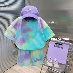 Summer Baby Boy Clothes Set Children Girls Short Sleeve Tie Dye T-shirts and Shorts 2 Pieces Suit Kid Top Bottom Tracksuit