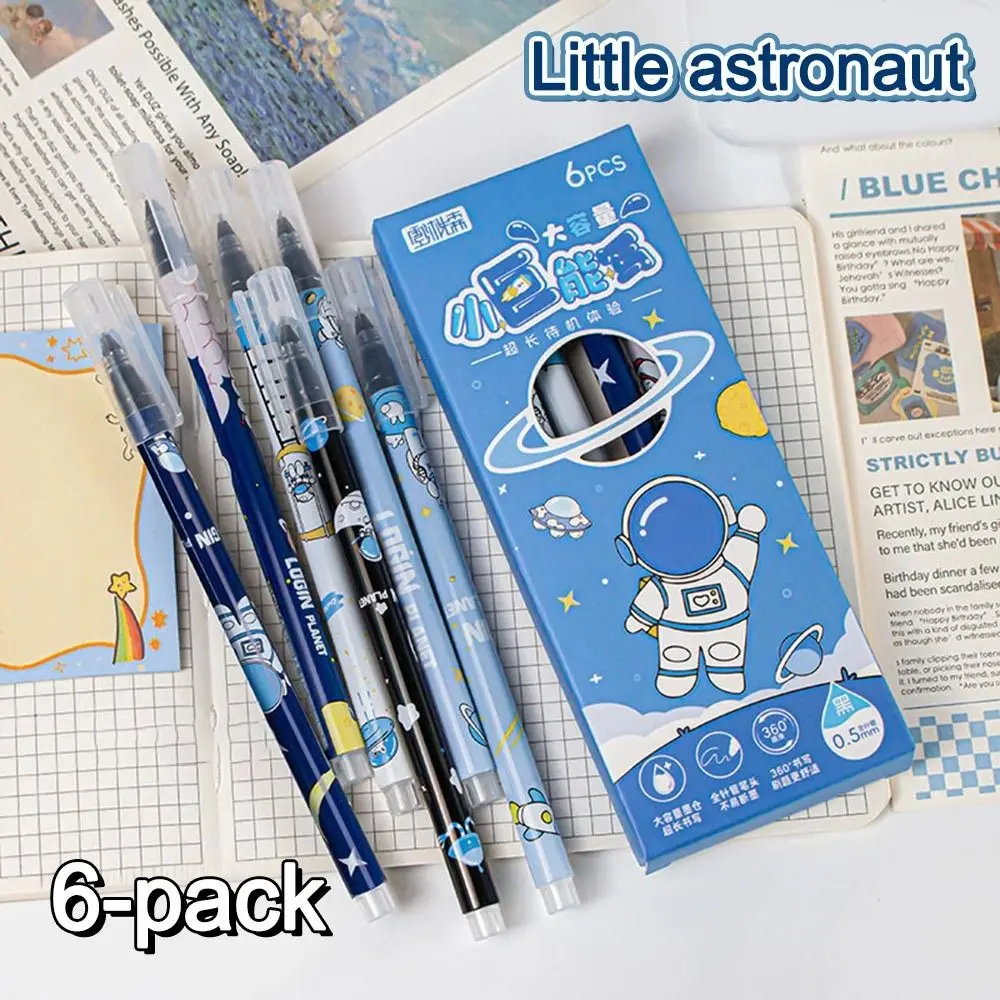 6Pcs Gift 0.5mm Capybara Gel Pens Writing Smooth Quick-drying Straight Liquid Ballpoint Pen Neutral Pen School Office