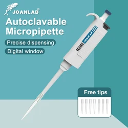 JOANLAB Laboratory Pipette Autoclavable Digital Adjustable Micropipette Lab Equipment With Pipette Tips