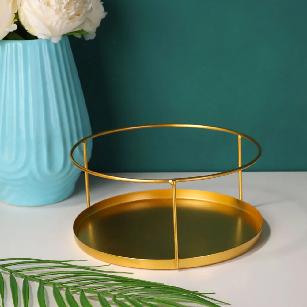 

Стильный круглый металлический поднос с золотой отделкой, универсальное решение для хранения для домашнего офиса, как органайзер или декоративный металлический поднос для хранения