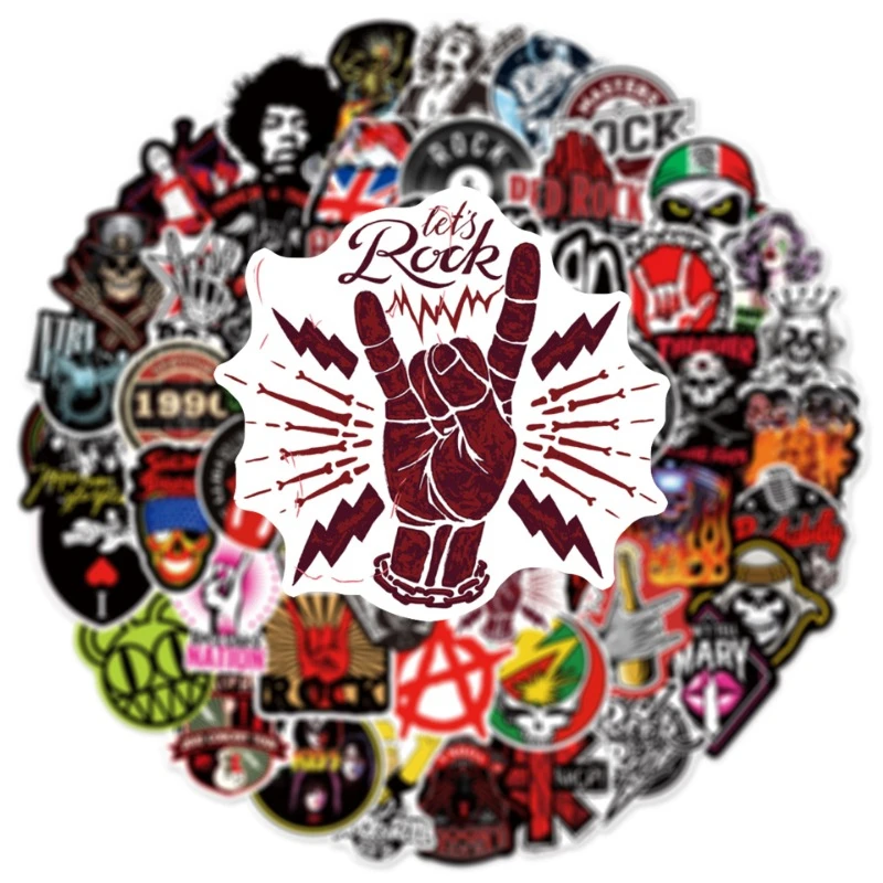 10/50/100 Stuks Klassieke Rock Muziek Graffiti Stickers Gitaar Band Decals Voor Diy Decor Telefoon Laptop skateboard Reisbagage Helm