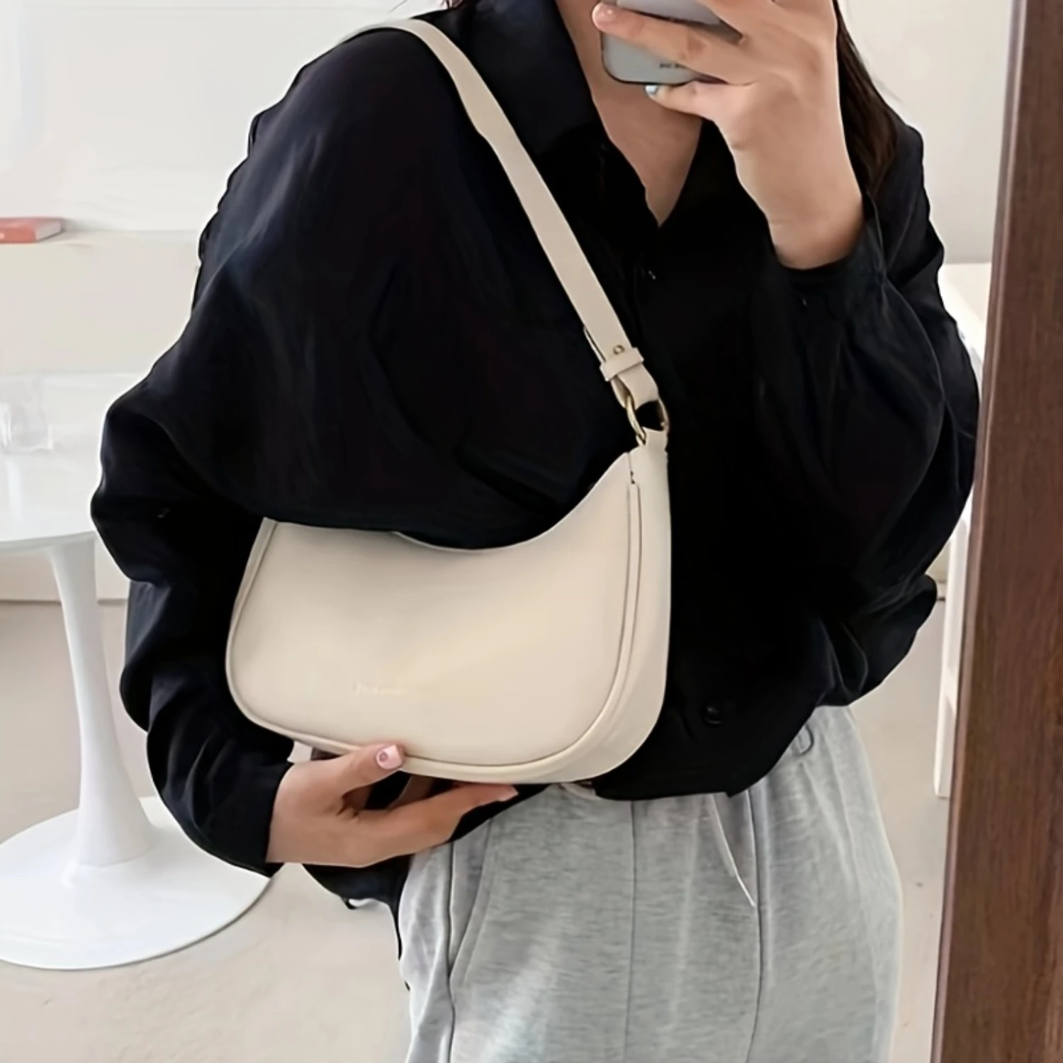 Solid Color Minimalist Shoulder Bag for Women, Versatile Armpit Bag