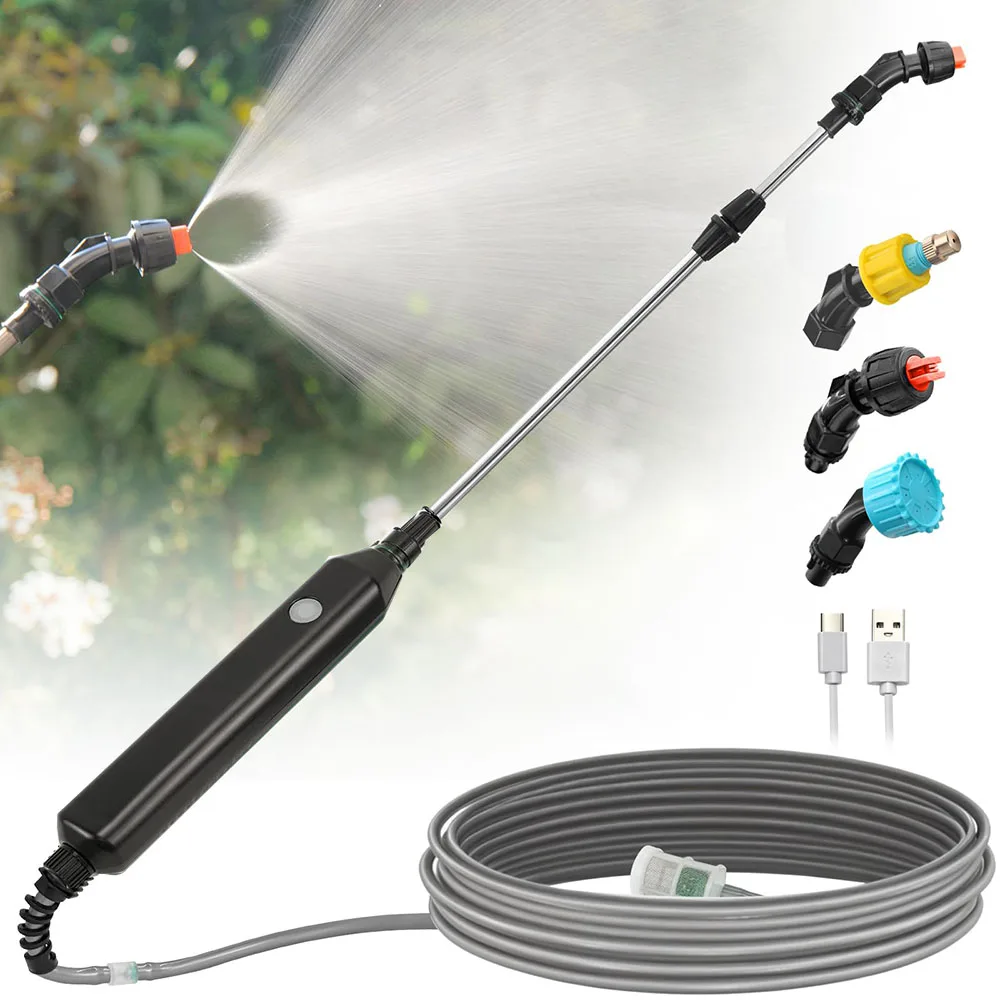 Electric Garden Sprayer 2400mah Rechargeable Plant Spray Mister with Telescopic Wand 3 Adjustable Nozzles and 5m Water Hose