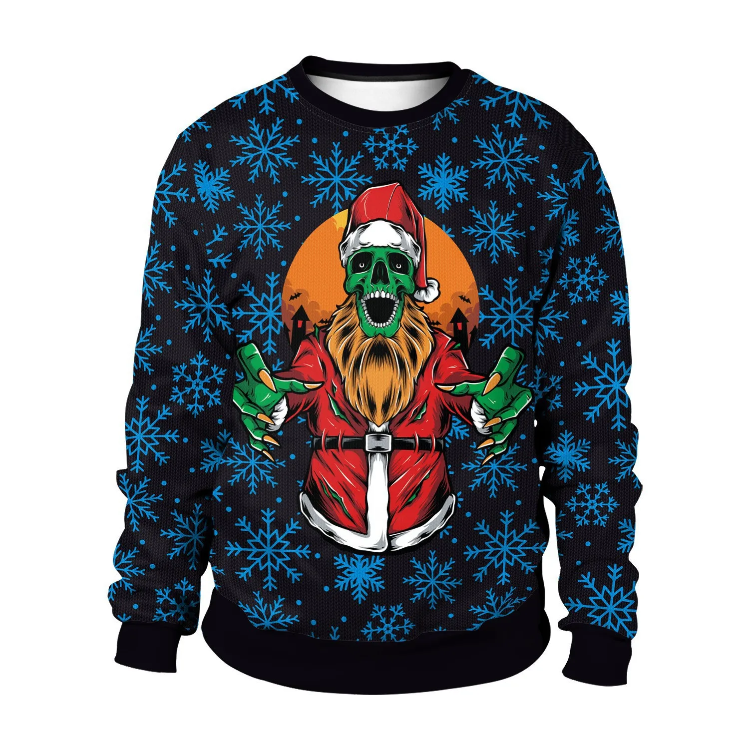 

Christmas Sweater Couples Pullover New Year Eve Holiday Party ClothesXmas Sweatshirt 3D Print Santa Claus Skeleton Ugly Graphic