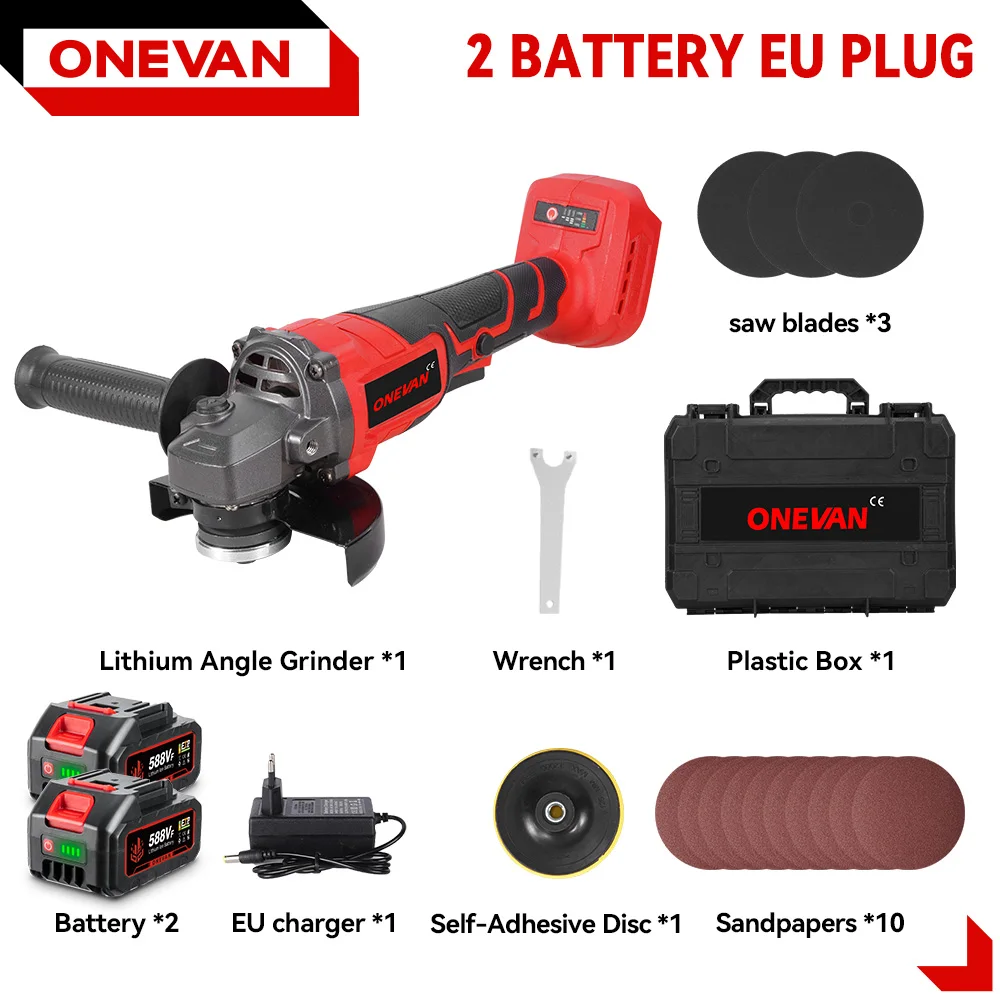 ONEVAN 3000 W Bürstenlosen Elektrischen Winkelschleifer 3 Gang Akku-schneiden Metall Rohr Power Polnischen Werkzeuge Für Makita 18 V batterie Pin