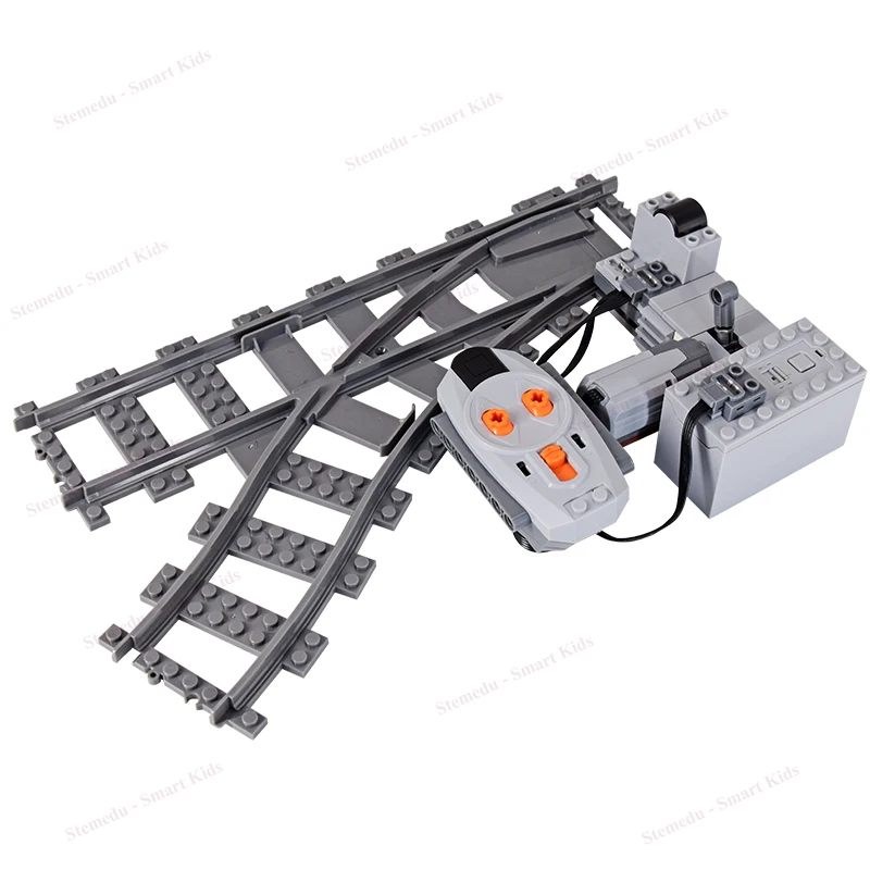 MOC City Train Straight Curve Track Rail Crossing Tracks Set Stud Gap Triple Switch Baksteen Bouwstenen Technisch Switch Point