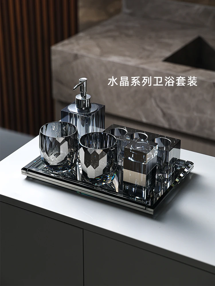 High-end crystal toothbrush rack toilet hotel tray dental set bathroom desktop storage light luxury wash set