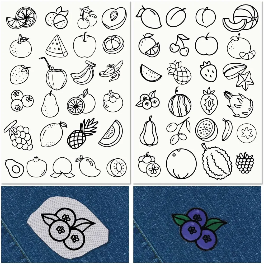 Fruit Water Soluble Embroidery Stabilizers Hand Sewing Stick and Stitch Transfers Paper Wash Away Pre-Printed Self making kit