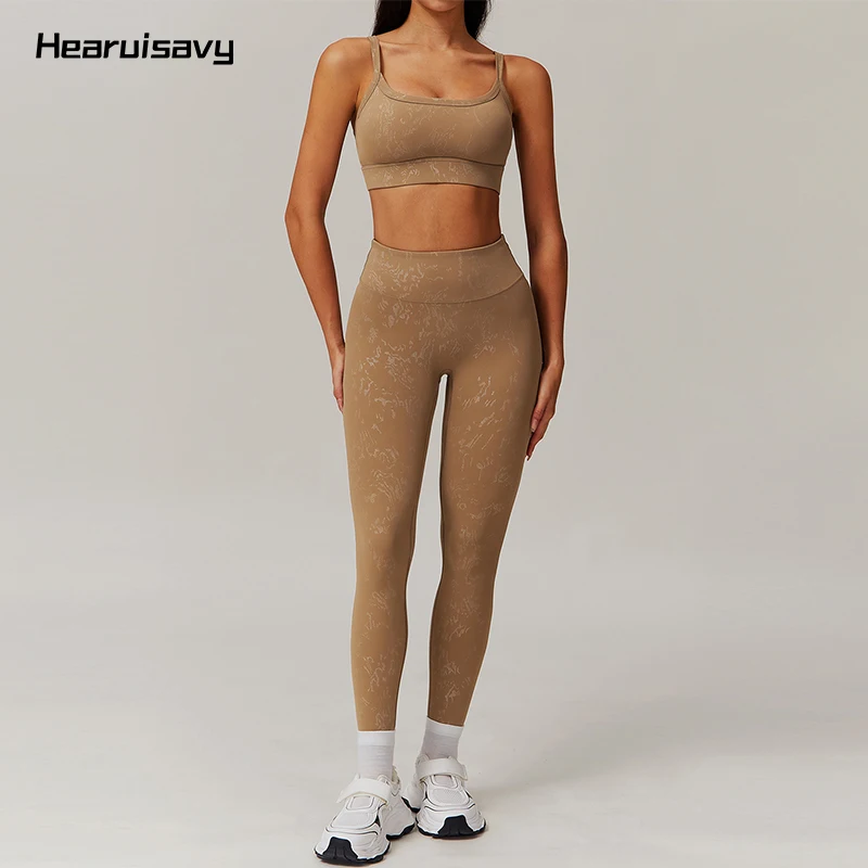 

Hearuisavy, спортивный костюм из двух предметов, женские леггинсы для фитнеса, высокоэластичный спортивный комплект, тренировочный бюстгальтер, женский быстросохнущий костюм для йоги
