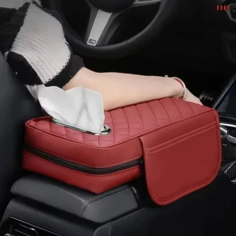 Removable Car Armrest Box Mat Car Universal Organiser with Tissue Holder Multi-functional 3-in-1 Central Elbow Booster