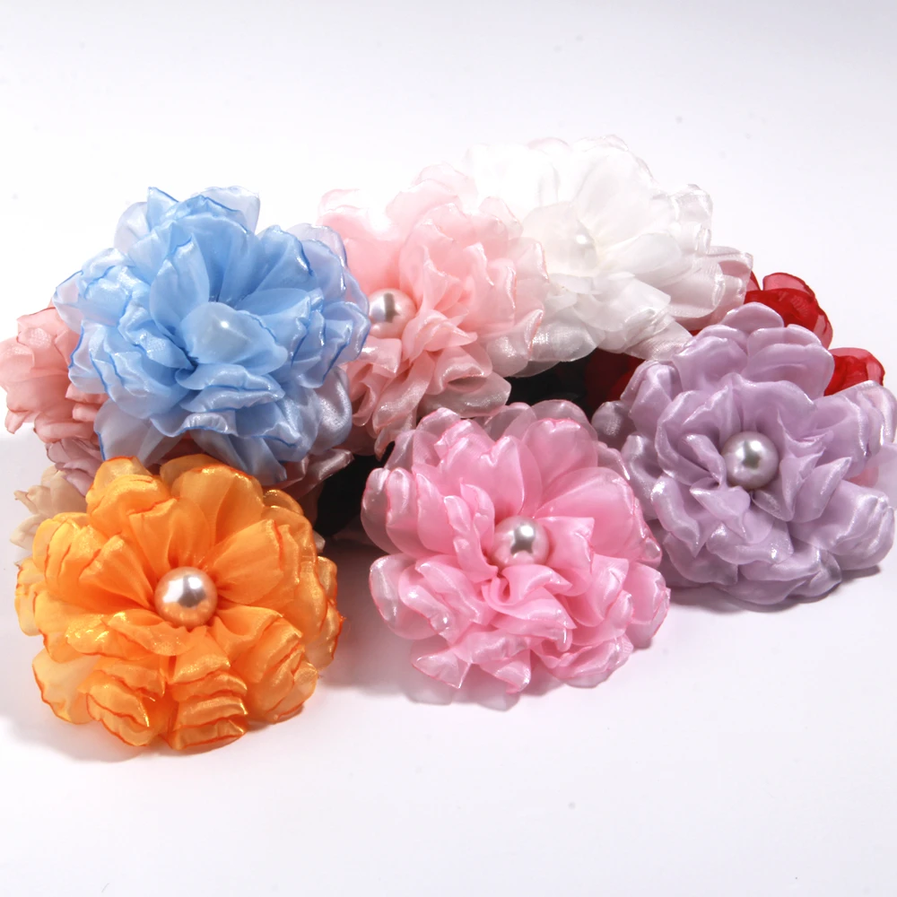 

Большие шелковые цветы ручной работы 9,5 см с жемчугом и блестками для оптовой продажи, для украшения волос, брошей, аксессуаров, костюмов, свитеров, пальто