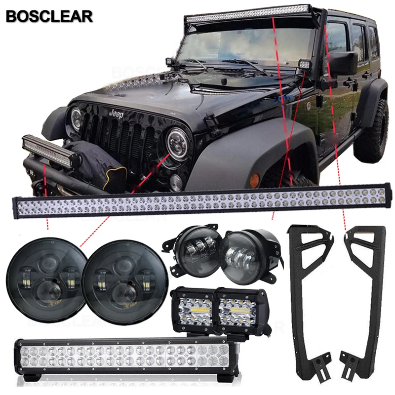 

Work Light Bar+Led fog Headlight SUV 4X4 ATV Off Road For Jeep Wrangler JK TJ LJ Grand Cherokee fosuzuki samurai for Hummer H1H2