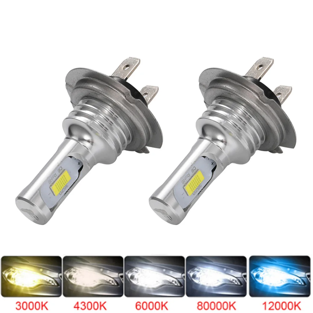 2Pcs H7 H4 LED CSP Car Led Fog Light Headlight H8 H11 H9 9005 9006 HB4 H1 H3 Bulb Auto Driving Running Light 12V 6000K 4300K