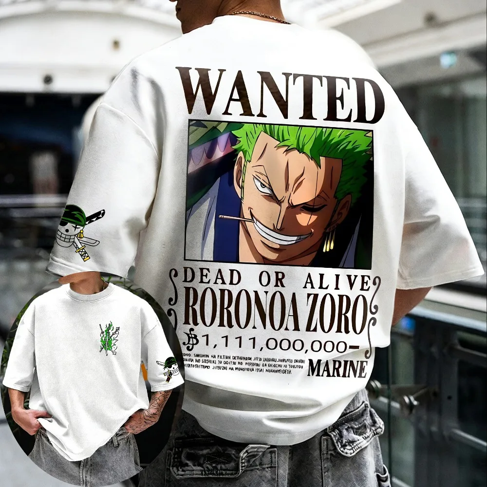 Unisex Katoenen T-shirt EEN STUK Roronoa Zoro 2026 Zomer Nieuw Product Harajuku Anime Gedrukt Losse Ouder-kind Korte Mouw