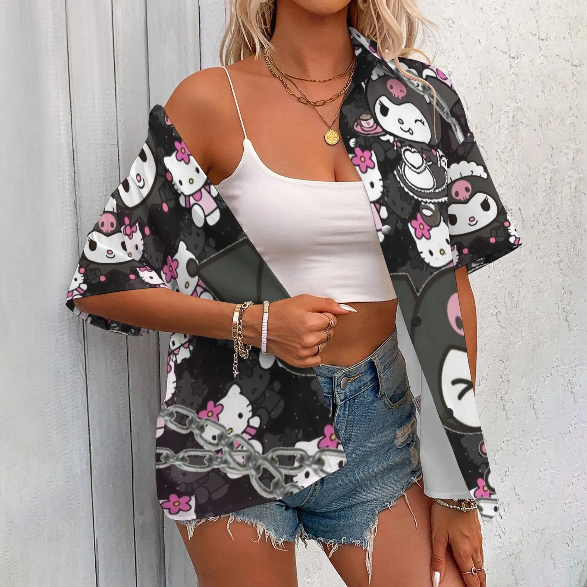 قميص وأقلام كورومي قمصان كورومي جرافيك تي شيرت نسائي ملابس نسائية مراجعات كورية العديد من ملابس الفتيات ملابس Y2k