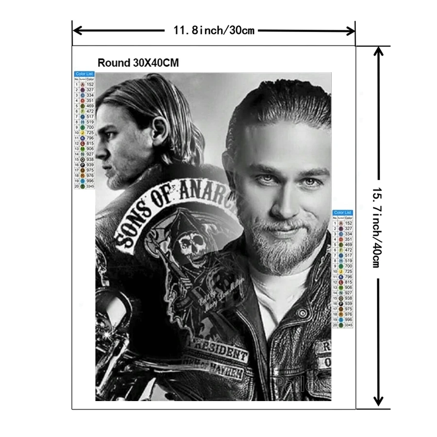 Son Of Anarchy 5D DIY Diamond Painting Full Round Drill Mosaic Death Skull Motorcycle Cross Stitch Handwork Home Decor