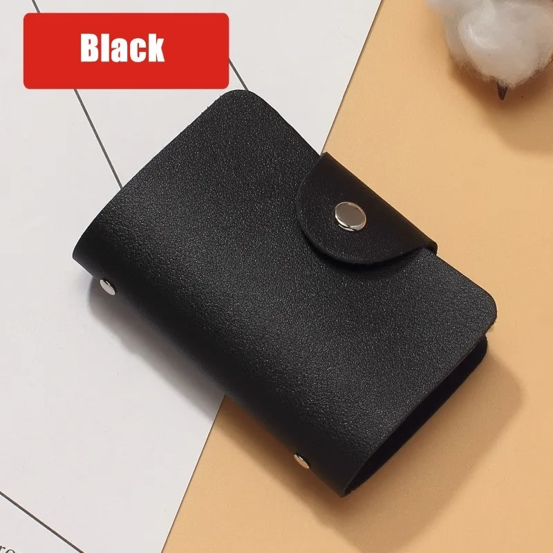 24 Slots Bits Card Holder Bag Simple Solid Color Pocket Case Men Women Credit ID Card Organizer Leather Cardholder Wallet 2023