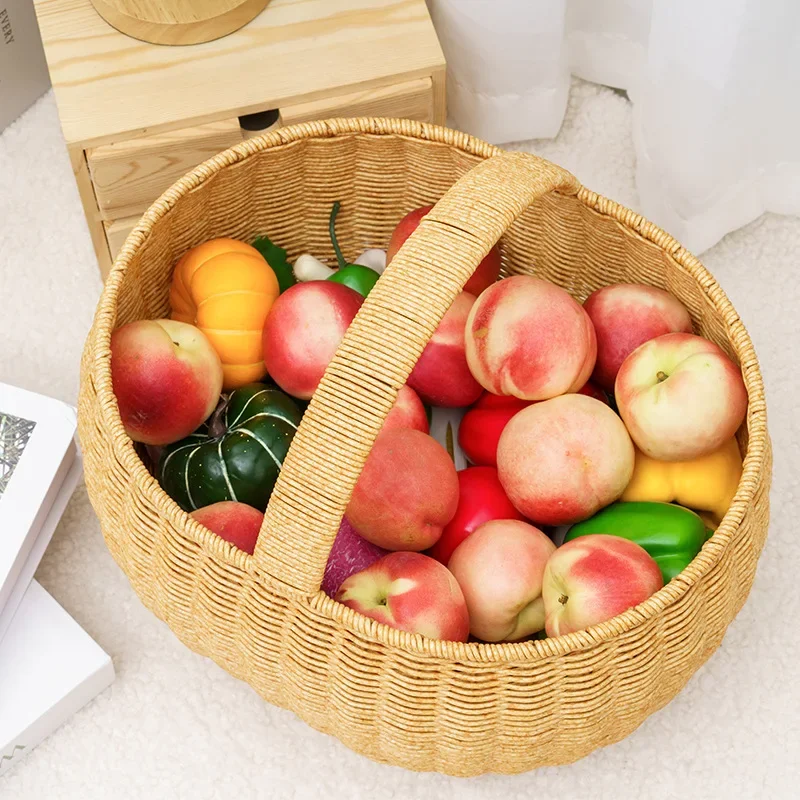 Imitation Vine Weaving Outdoor Fruit Basket Picnic Supplies Basket Handheld Flower Basket