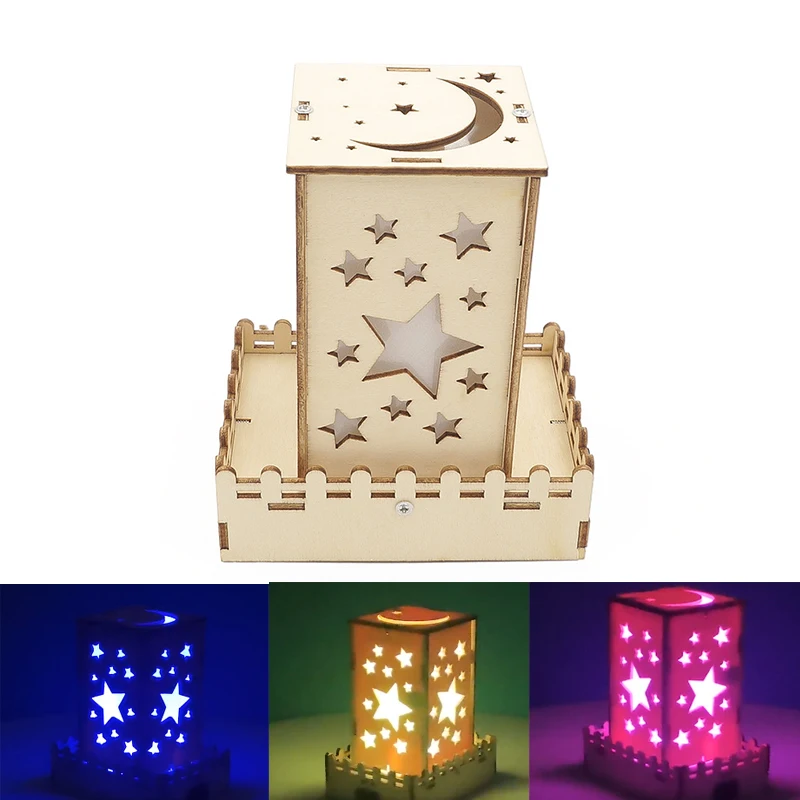 DIY Colorful Star Lights Model Handmade Projection Lamp Science Technology Educational Kit Puzzle STEM Toy for Children