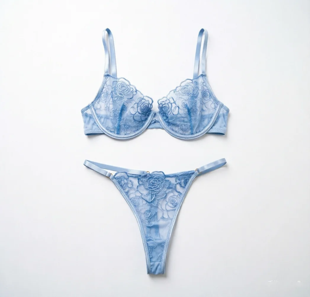 2 Pieces Sexy Lingerie Set Women Babydolls Erotic Floral Bra Set Erotic Lingerie Female Lace Brief Underwear Sets