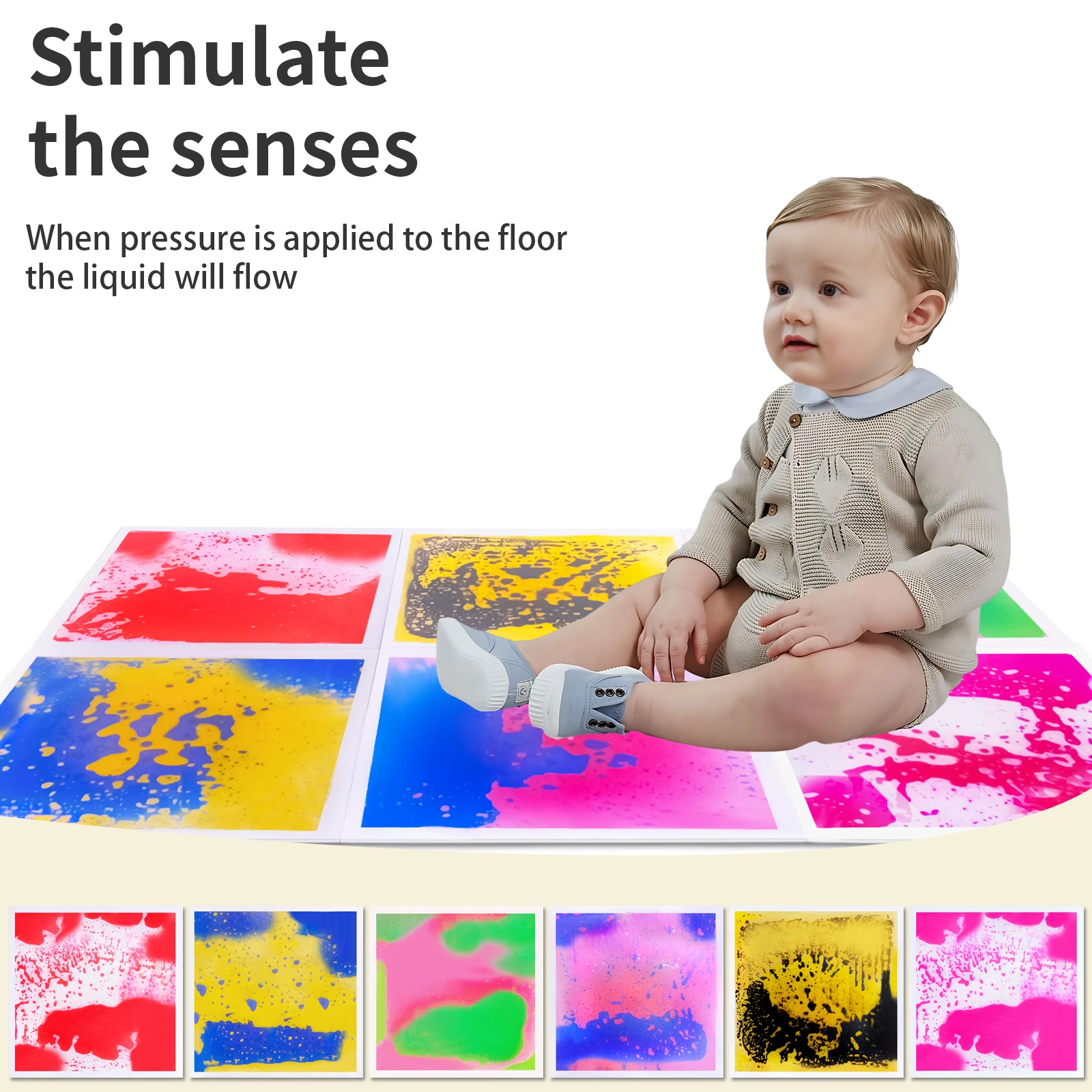 حصيرة حسية للأطفال الصغار بلاط حسي للغرف الحسية للتوحد سجادة لعب تعليمية غير سامة للأطفال المصابين بالتوحد #4