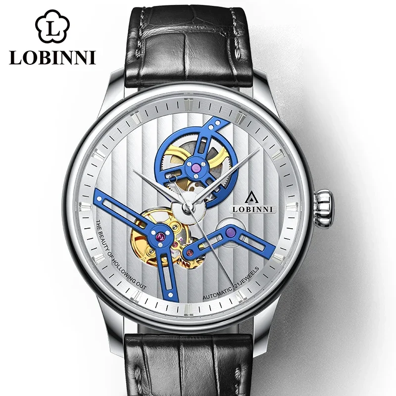 

LOBINNI 9235 New Seagull Men Luxury Watch Hollow Out Design Automatic Mechanical Skeleton Sapphire 50M Waterproof Wristwatches