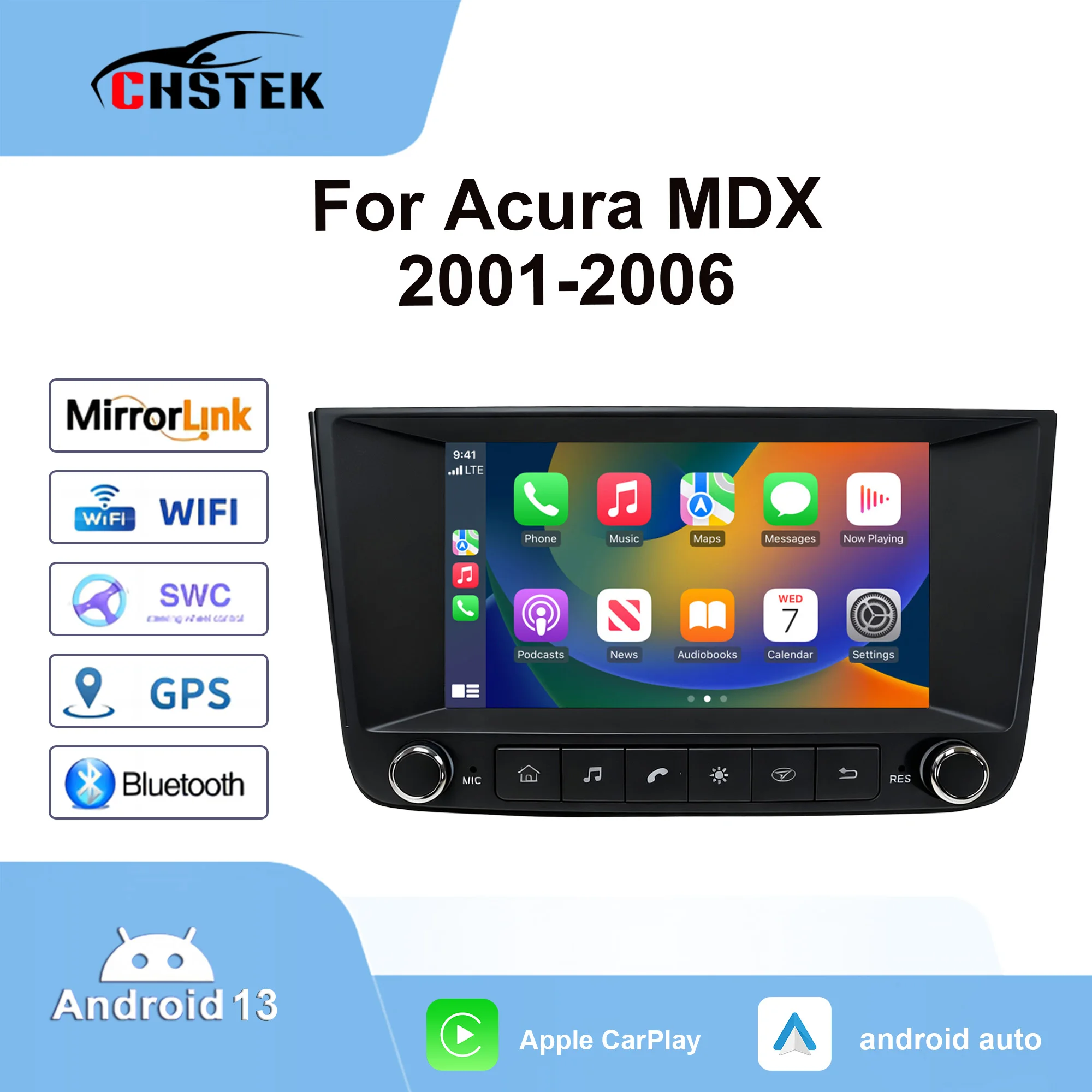 

Android Auto For Acura MDX 2001 2002 2003 2004-2006 Multimedia WIFI Car Radio Bluetooth GPS Navigation CHSTEK Wireless Carplay