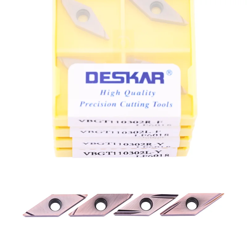 DESKAR إدراج VBGT110302 VBGT110304 L-F R-F L-Y R-Y VBGT مخرطة CNC تحول أدوات غرامة مملة شفرة LF6018 شفرة