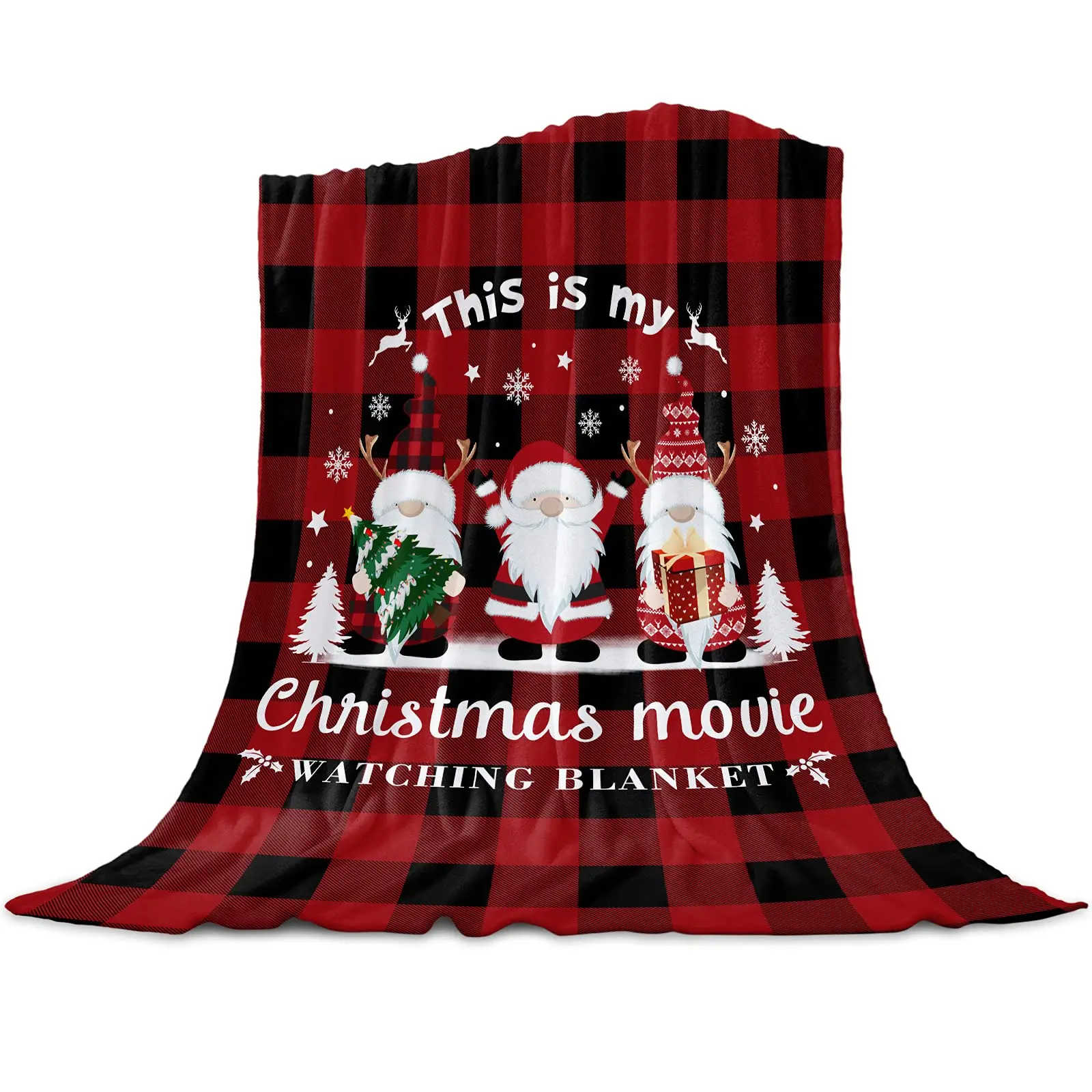 

Christmas Throw Blanket Holiday Theme Home Décor Santa giftn Flannel Blanket Soft -This is My Christmas Movie Watching Blanke