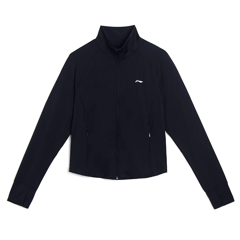 Li-Ning Damen-Fitness-Strick-Windjacke, 86 % Polyamid, 14 % Elastan, schlankes, atmungsaktives Futter, Sportmantel AFDVK56 – Detail 5