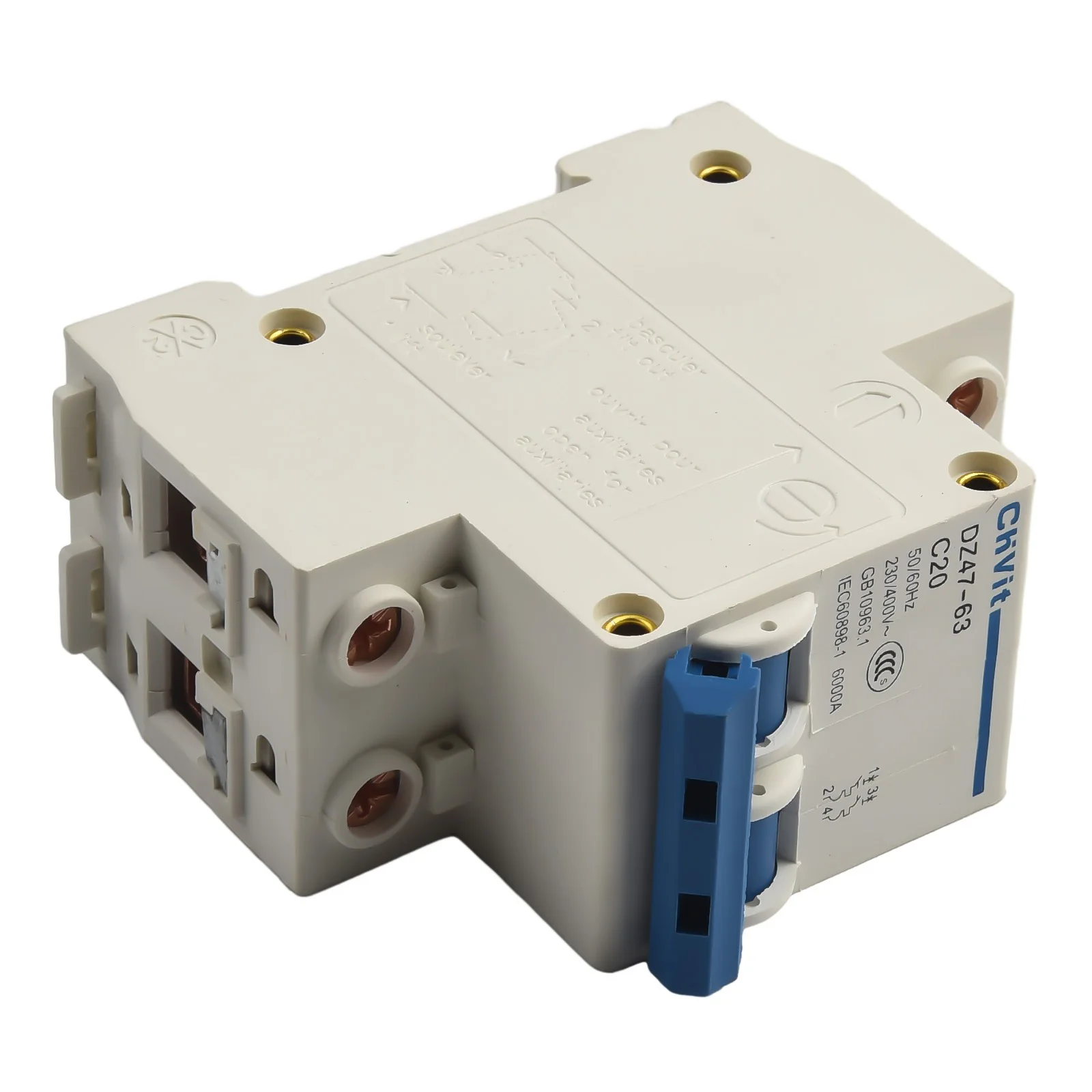 Air Switch Circuit Breaker Household 36*78mm DC Dual Connection Miniature Overcurrent Trip Type-C 16A/20A/32A/63A 2 P