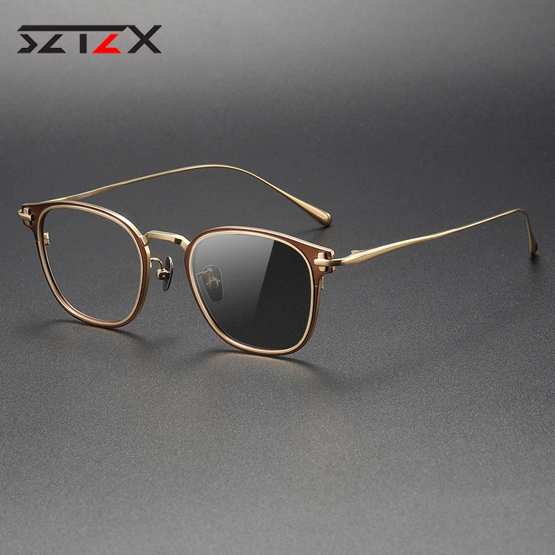 SZTZX Men Luxury Photochromic Glasses Anti Blue Light Blocking And Anti-reflection Reading Myopia Prescription Optical Glasses