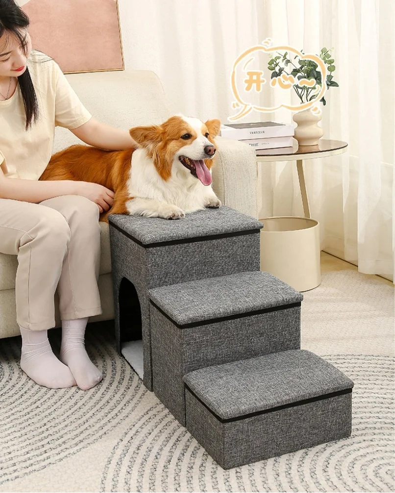 3 Steps Multi Functions Folding Dog Puppy Cat Ramp Ladder Foldable Storage Pet Stairs