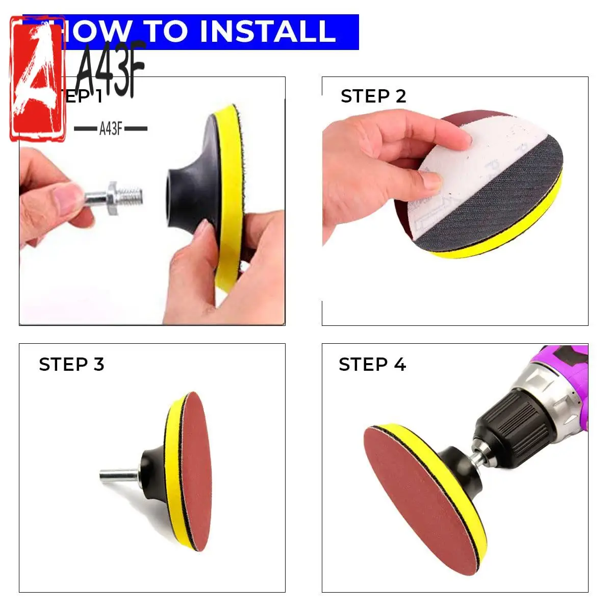 

A43F-30-Piece Drill Bit Sanding Attachment Sandpaper 60/80/100 And 5 Inch Back Pad Set, Electric Shackle Disc, With Pad