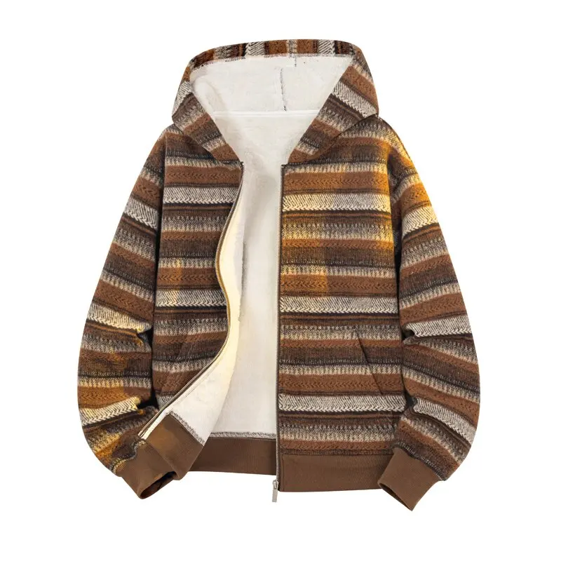 

Winter Fashion Trend With Thick Fleece and Warm Hooded Jacket For Men's Casual Loose Sports Plus Large Size High-Quality Jacket