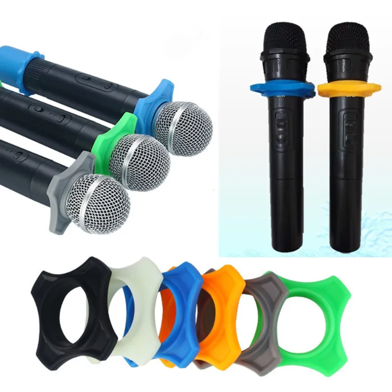 Shakeproof  Silicone Microphone Holder Anti-Rolling Mic Protection Ring Bottom Rod Sleeve for BBs Mic KTV DJ Device