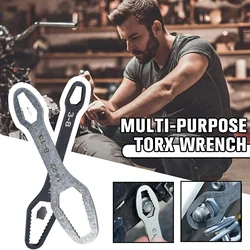 3-17/ 8-22/ 8-24mm Universal Torx Wrench Self-tightening Adjustable Wrench Board Double-head Torx Spanner Hand Tools for Factory