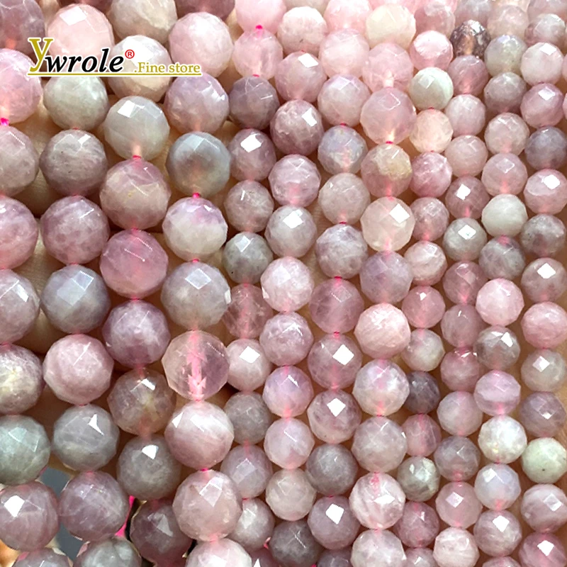 Round Faceted Gemstone Madagascar Rose Quartz Natural Stone Loose Spacer Beads for Jewelry Making DIY Bracelet Necklace 6/8/10MM