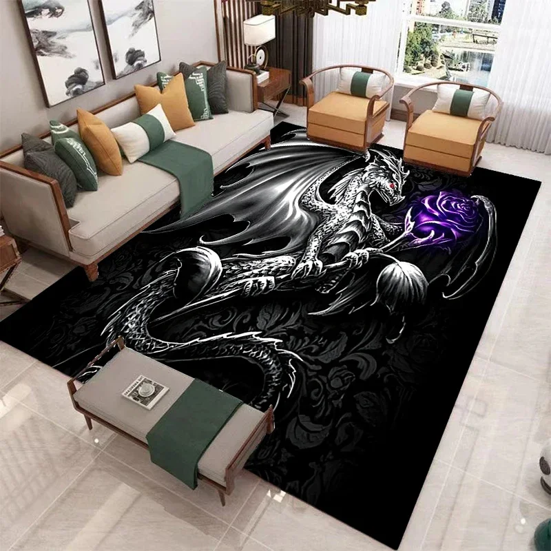 Dragon Belt Rose Carpet for Living Room Home Decoration Sofa Table Large Area Rugs Kitchen Floor Mat Bathroom Non-slip Doormat