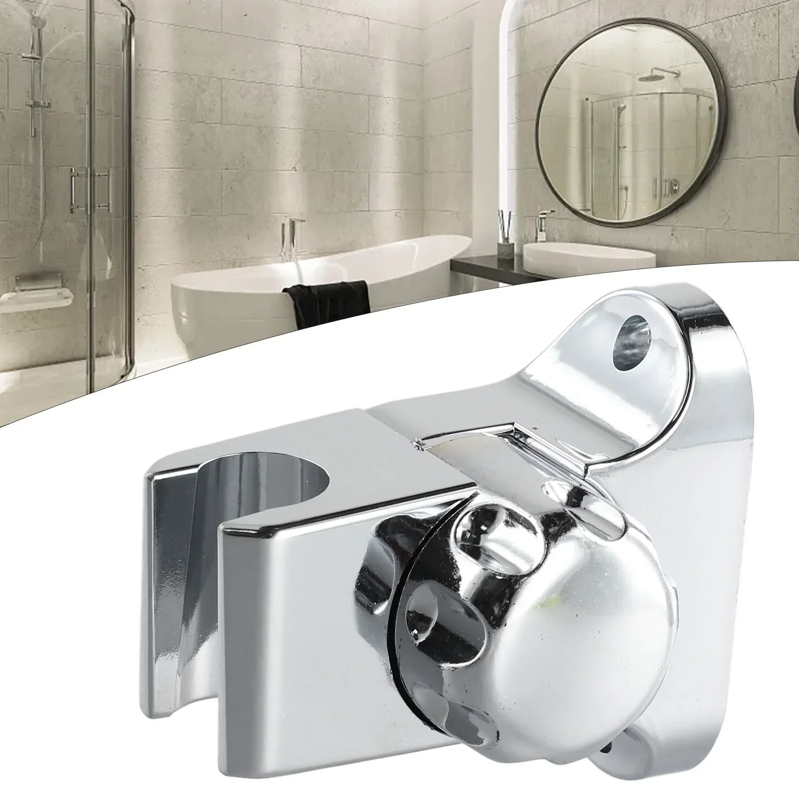 

Adjustable Perforated Shower Pedestal Mount Shower Head Bracket Silver ABS Plastic Shower Sprayer Wall Mount With Chrome
