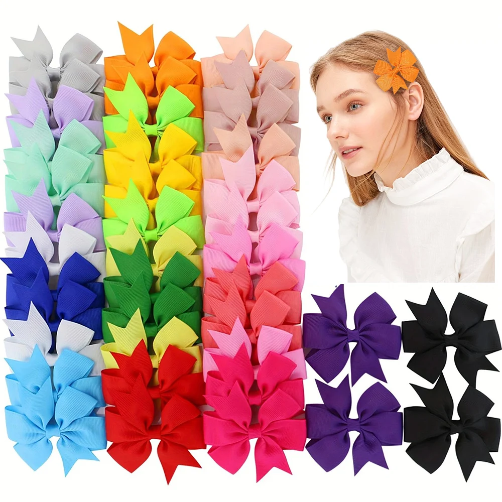 

28/38/58Pcs Random Color 3'' Grosgrain Ribbon Hair Bows Clips for Baby Girls Boutique Hairpins Headwear Kids Hair Accessories