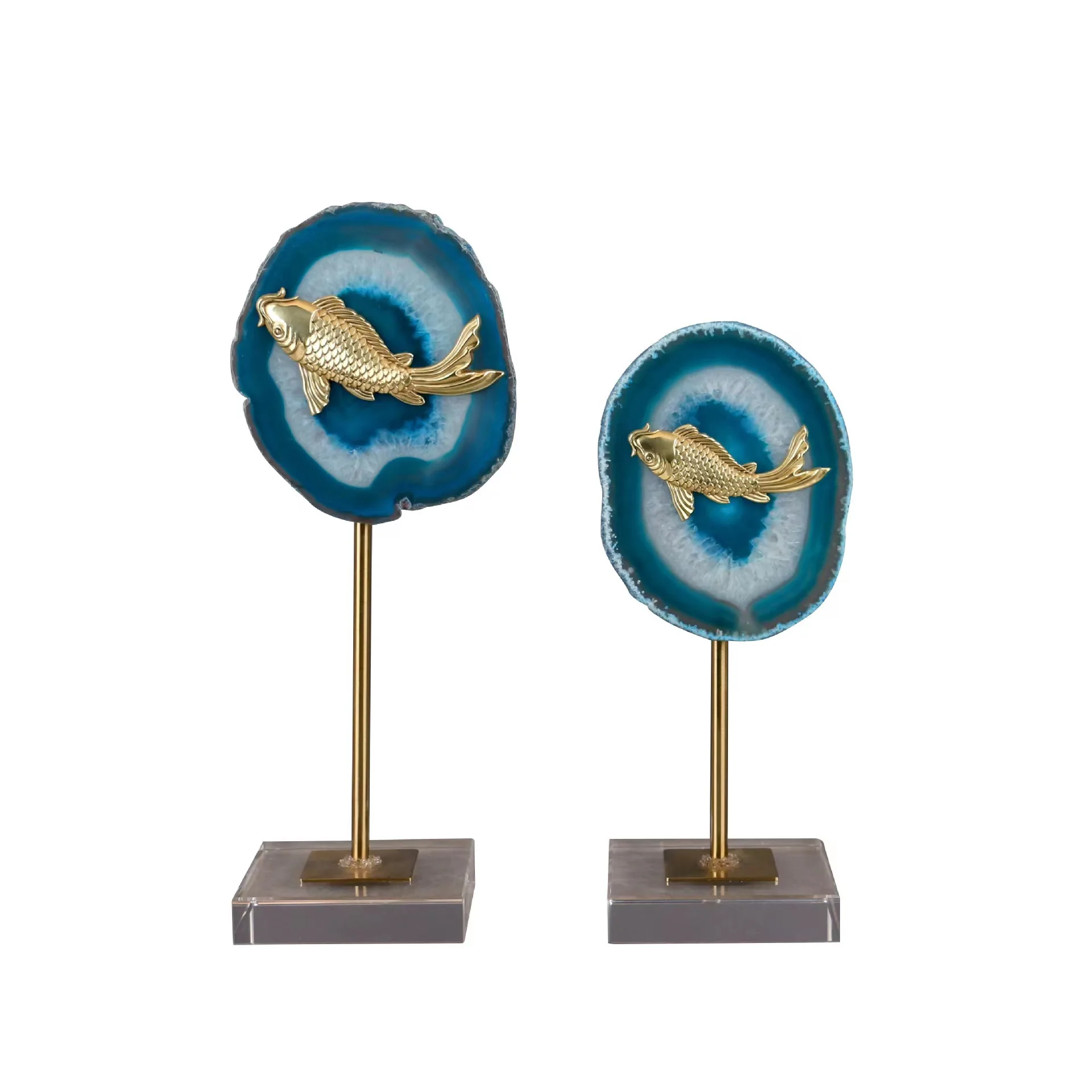 

Современный декор в стиле лайт-люкс: синий агат, медная подставка, прозрачный хрустальный кристалл, украшение для отеля, гостиной, прихожей, рабочего стола, мягкий декор