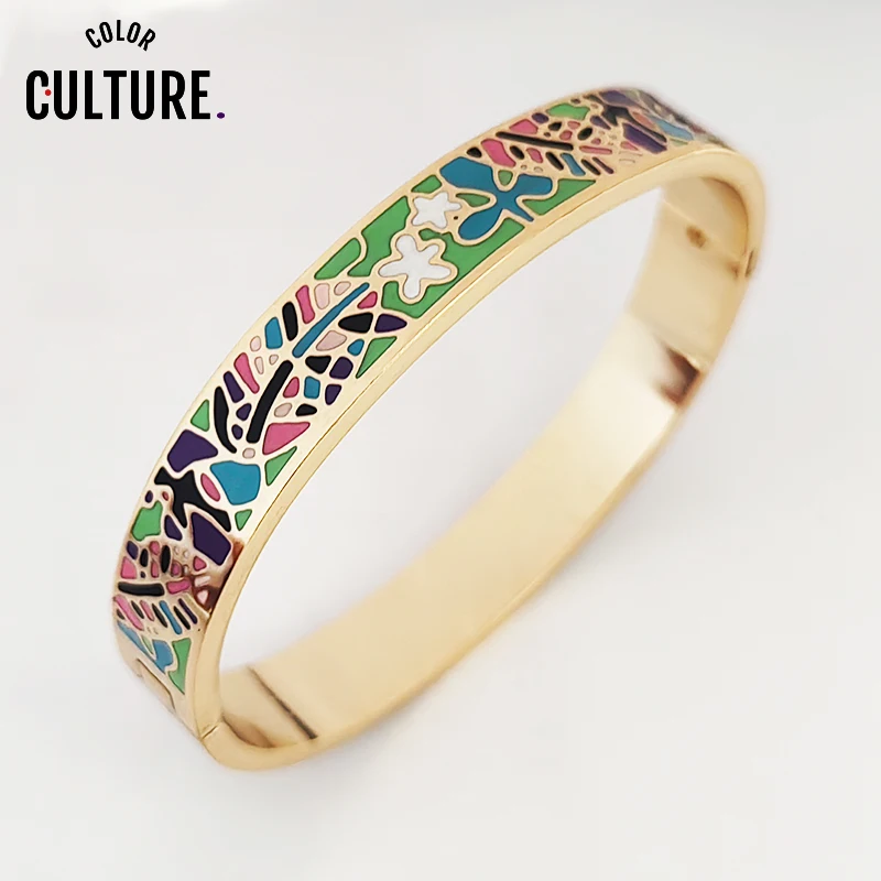 Color Culture Fashion Open Bangles for Women Stainless Steel Jewelry Best Friends Gift