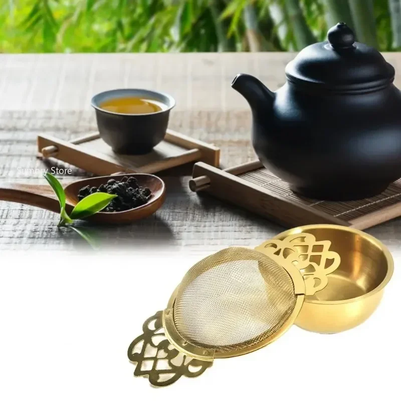 Tea Infuser Anti-rust Convenient 304 Stainless Steel Double Winged Handles Loose Leaf Tea Strainers for Home Gold/Silver