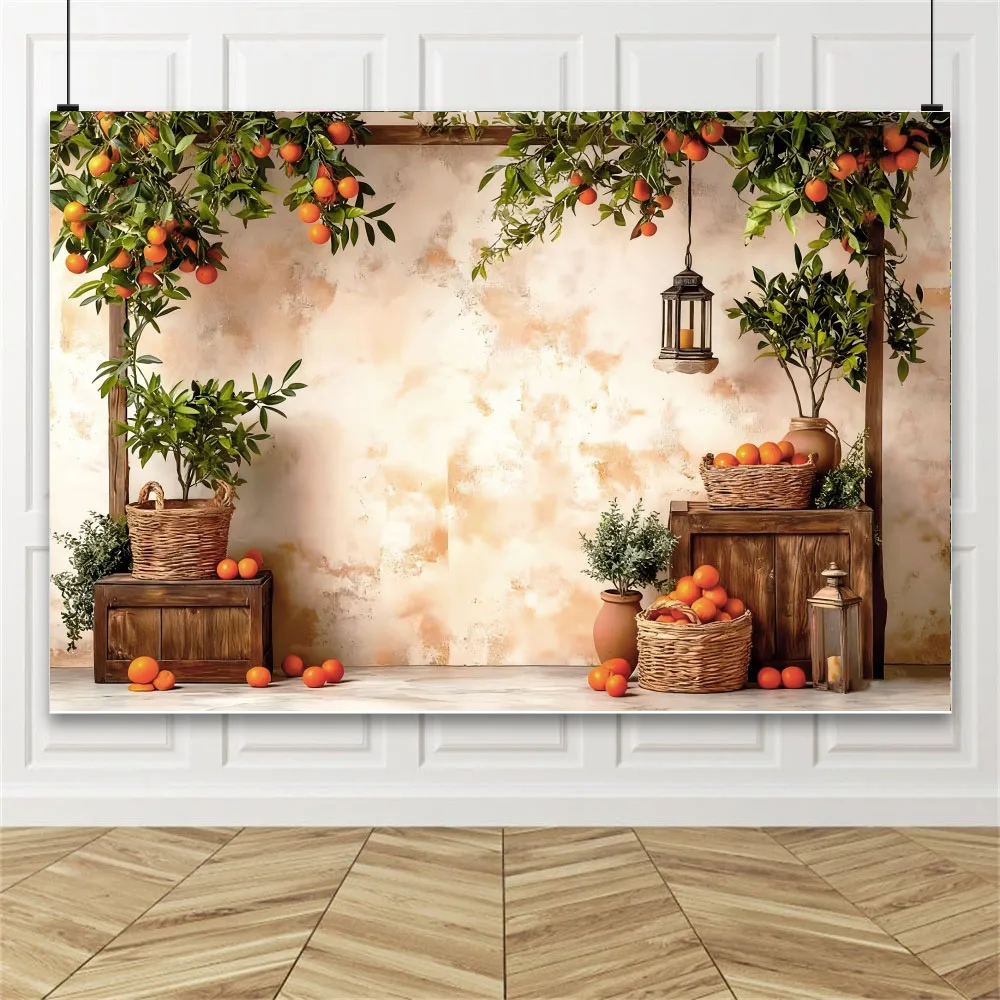 

Fruits Shop Photography Background Orange Tree Green Grass Kids Birthday Party Cake Smash Portrait Decor Barkdrop Photo Studio