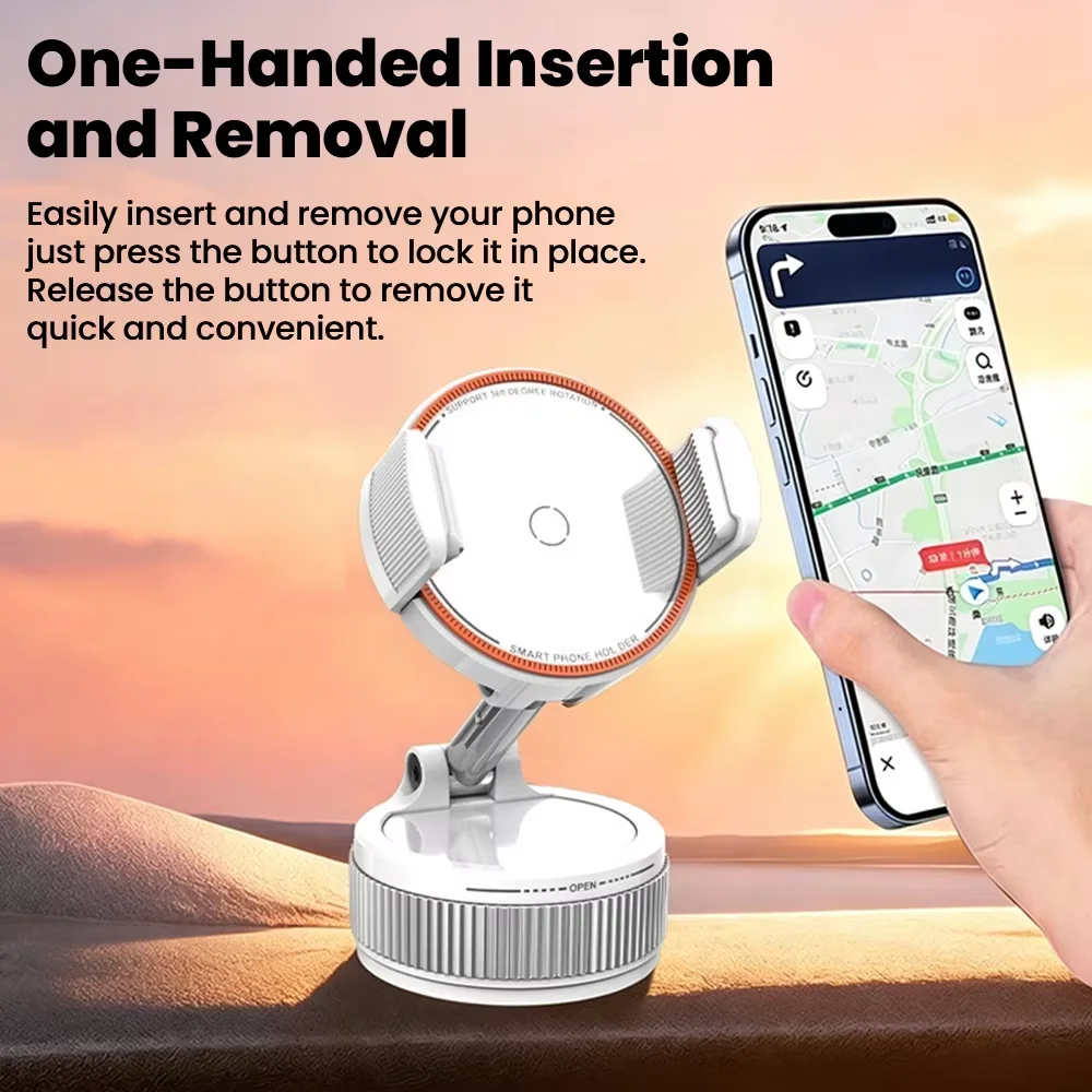 Magnetic Phone Holder Car Mount Telescopic Clip 360° Rotation Vacuum Suction Cup Strong Magnet Foldable for IPhone17 16 15Promax
