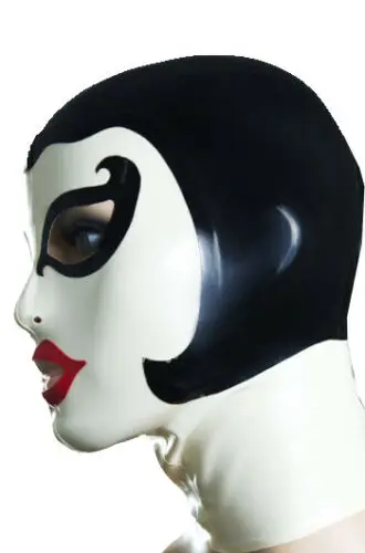 

Sexy latex mask with open eyes and nostrils rubber unisex fancy cover unique club Halloween Masquerade